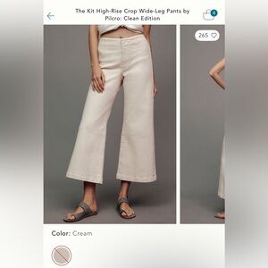 NWT Anthropologie Pilcro Kit High-rise Wide-Leg Pants Cream